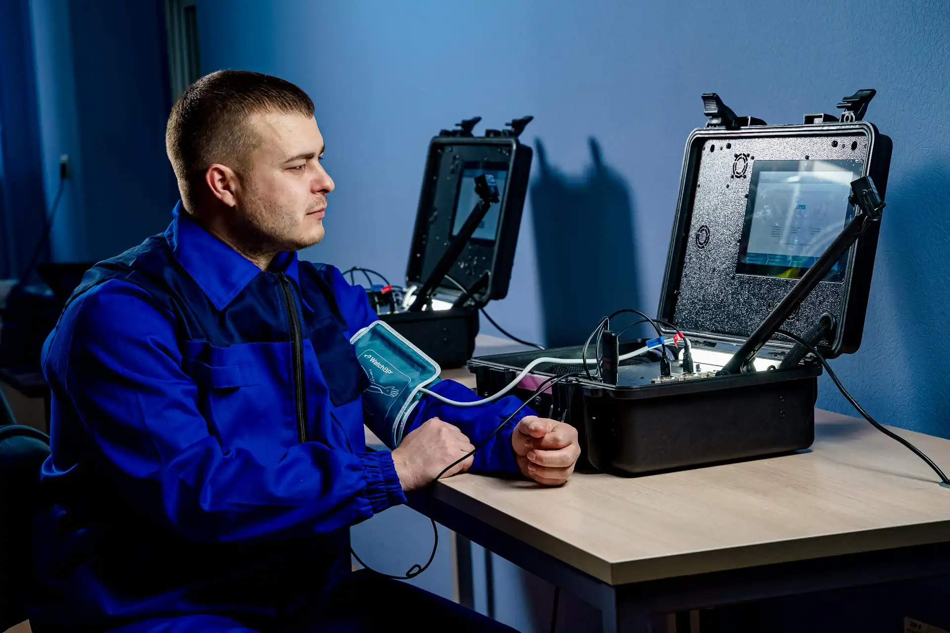 NDT trainees performing industrial inspection tests